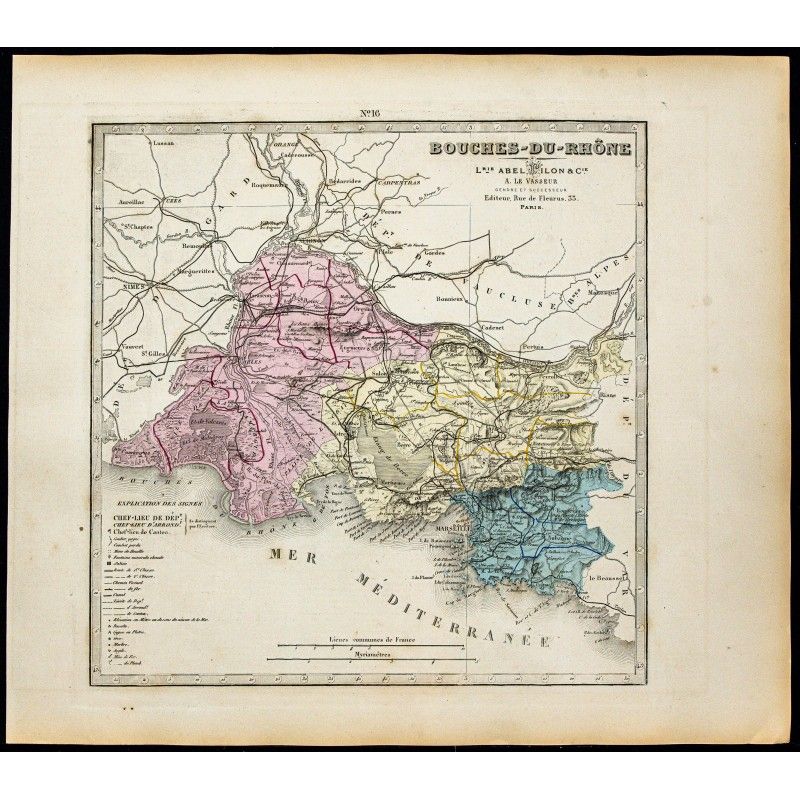 Gravure de 1877 - Département des Bouches-du-Rhône - 1