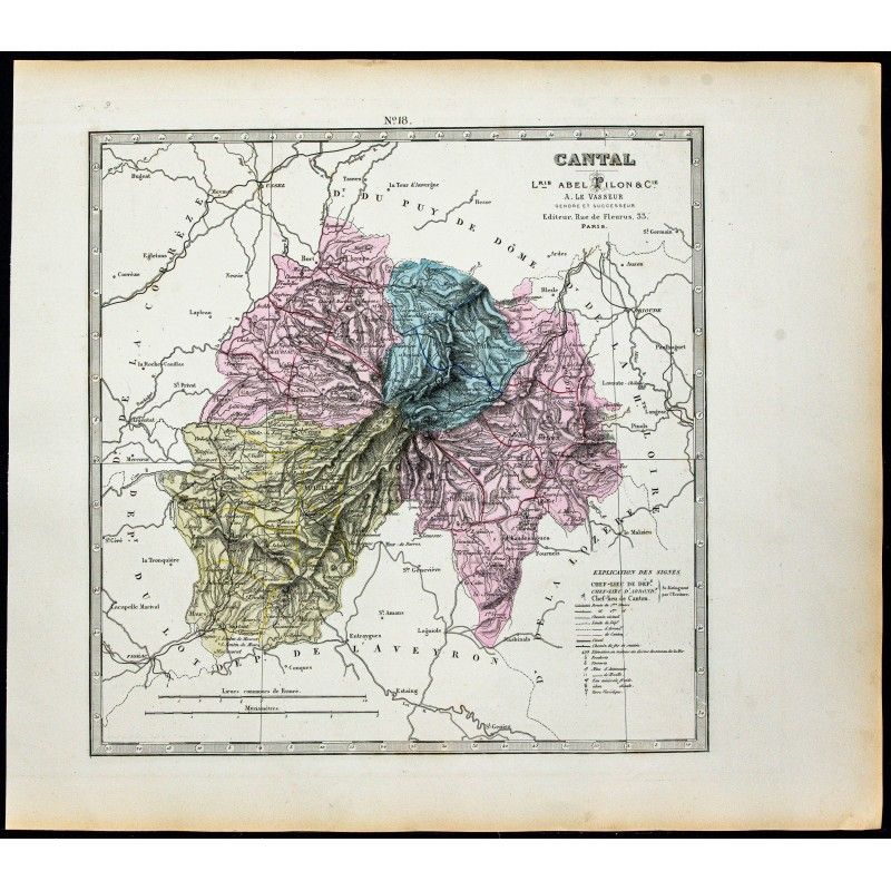 Gravure de 1877 - Département du Cantal - 1