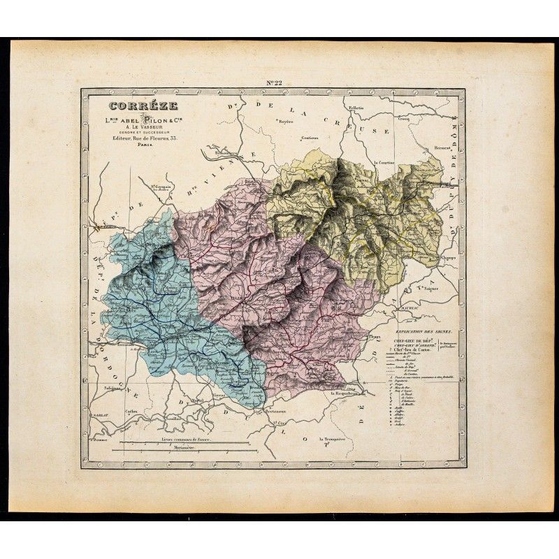 Gravure de 1877 - Département de la Corrèze - 1