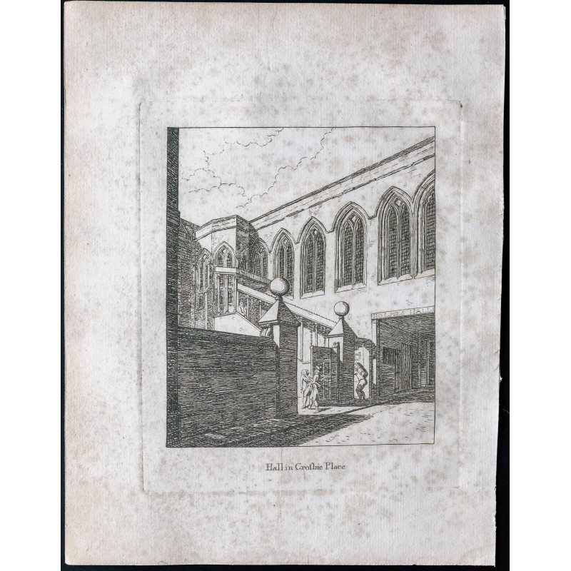 Gravure de 1791 - Hall in Grosbie Place à Londres - 1
