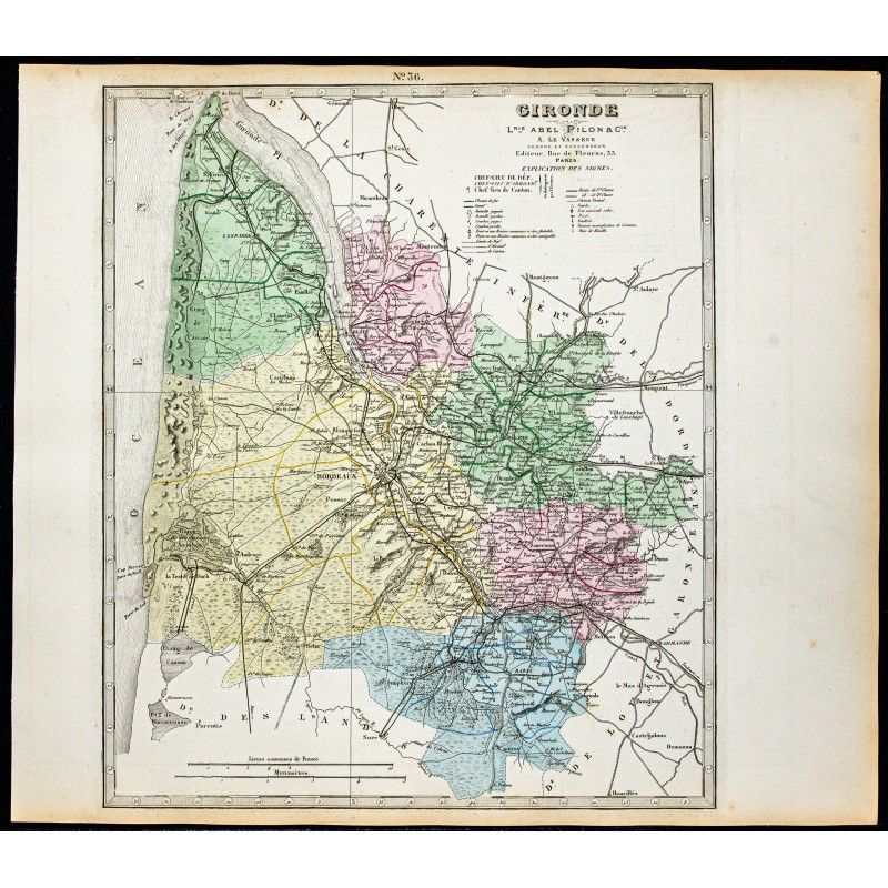 Gravure de 1877 - Département de la Gironde - 1