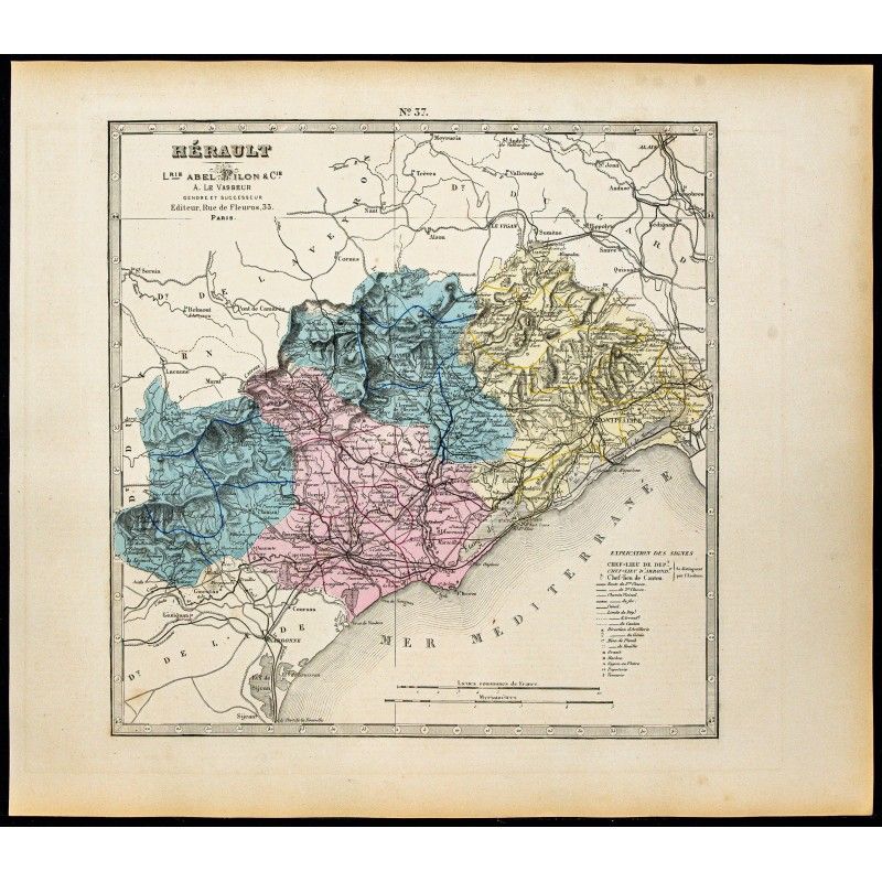Gravure de 1877 - Département de l'Hérault - 1