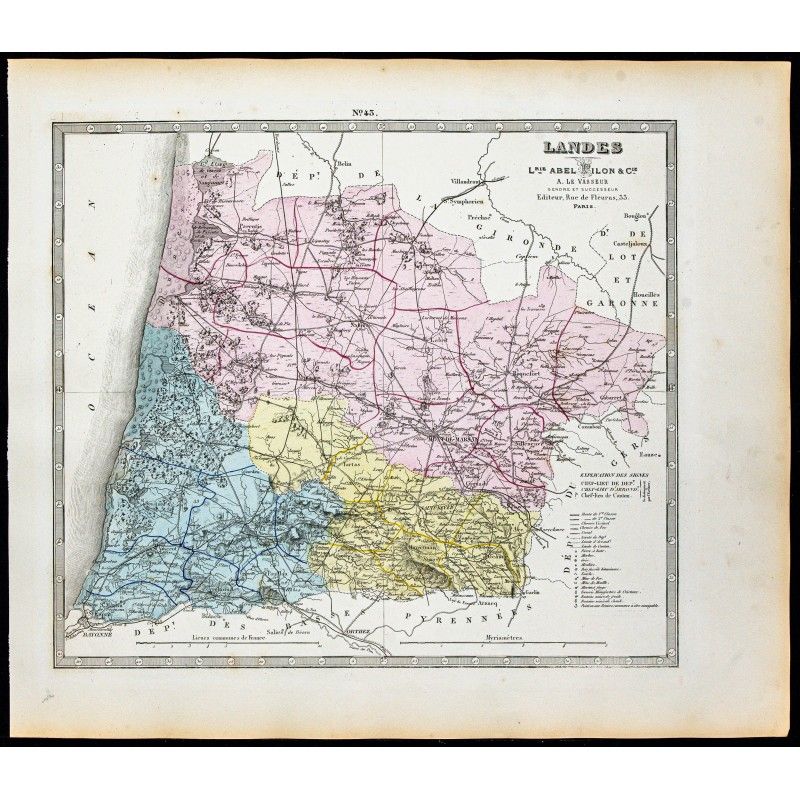 Gravure de 1877 - Département des Landes - 1