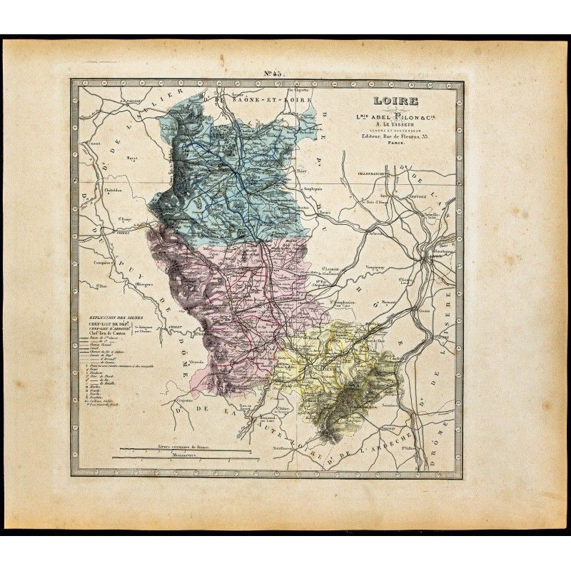 Gravure de 1877 - Département de la Loire - 1