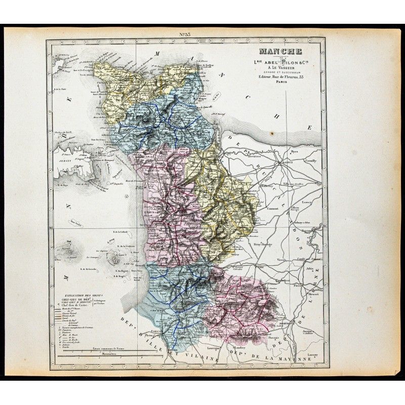 Gravure de 1877 - Département de la Manche - 1
