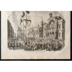 Gravure de 1860 - Avignon - Cathédrale et cortège impérial - 3
