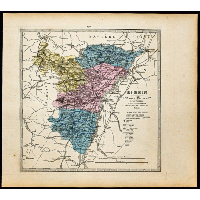 Gravure de 1877 - Département du Bas Rhin - 1