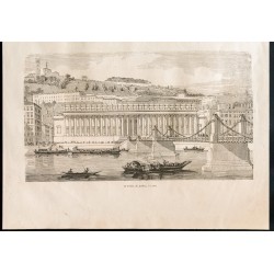 Gravure de 1860 - Lyon - Place des Terreaux & Palais de Justice - 3