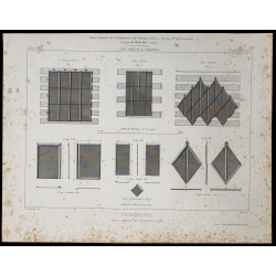 Gravure de 1865 - Tuiles en zinc - 1