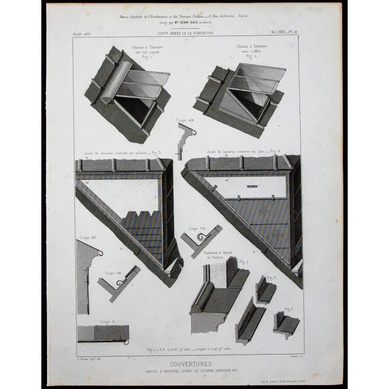 Gravure de 1865 - Châssis à tabatière - 1