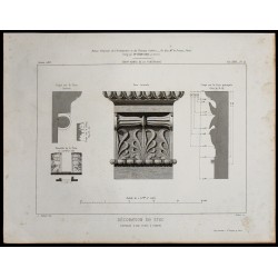 Gravure de 1865 - Chapiteau d'une porte à Pompéi - 1