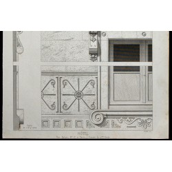 Gravure de 1865 - Façade d'un Hôtel rue Balzac à Paris - 3