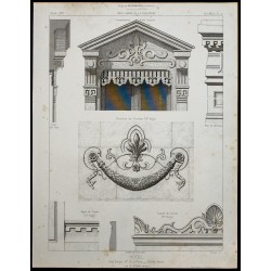 Gravure de 1865 - Détails d'un Hôtel rue Balzac à Paris - 1