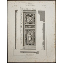 Gravure de 1865 - Porte de l'église Saint-Laurent de Paris - 1