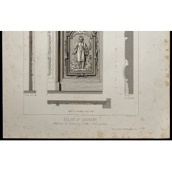Gravure de 1865 - Porte de l'église Saint-Laurent de Paris - 3