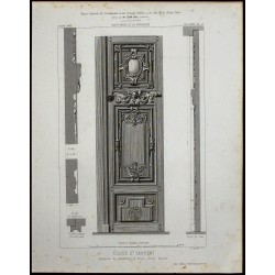 Gravure de 1865 - Porte de l'église Saint-Laurent de Paris - 1