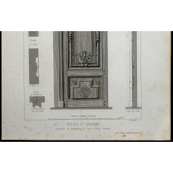 Gravure de 1865 - Porte de l'église Saint-Laurent de Paris - 3