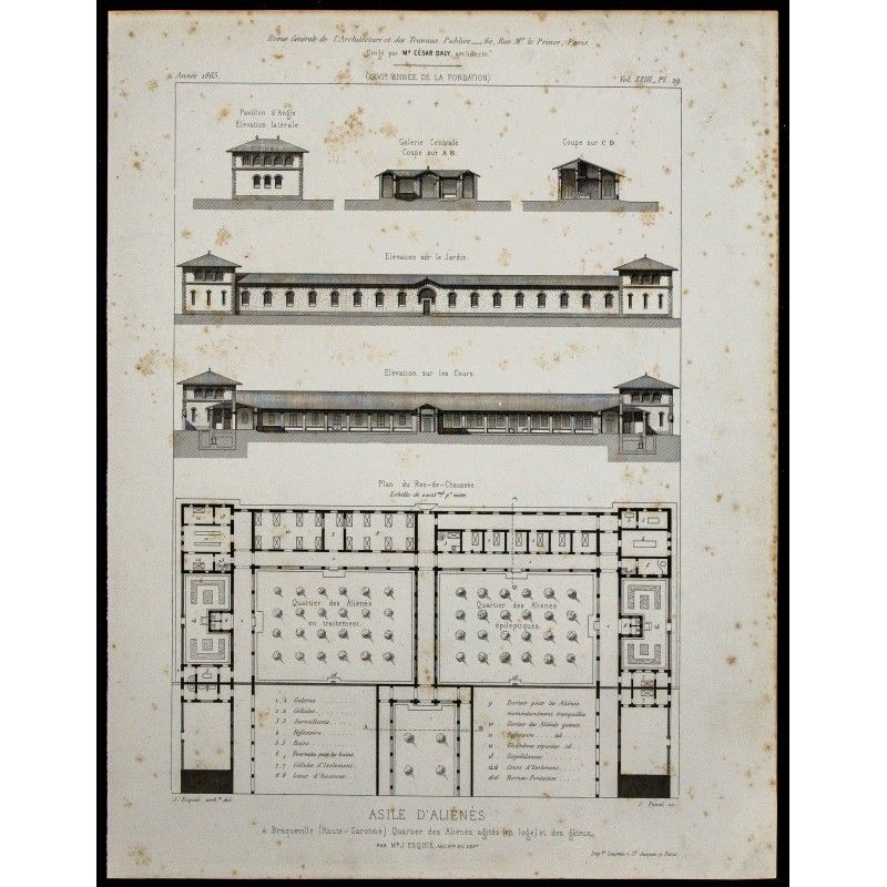 Gravure de 1865 - Asile de Braqueville - 1