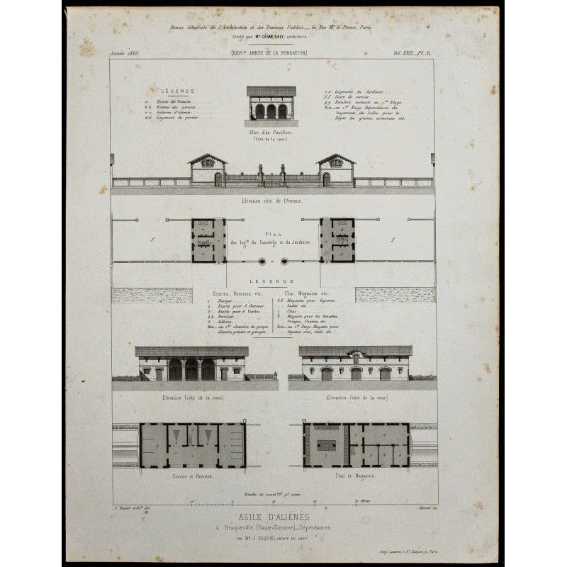 Gravure de 1865 - Asile de Braqueville - 1