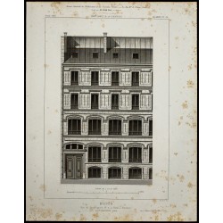 Gravure de 1865 - Façade du 11 rue du conservatoire à Paris - 1