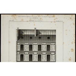 Gravure de 1865 - Façade du 11 rue du conservatoire à Paris - 2