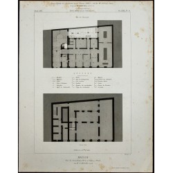 Gravure de 1865 - Plans du 11 rue du conservatoire à Paris - 1