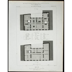 Gravure de 1865 - Plans du 11 rue du conservatoire à Paris - 1