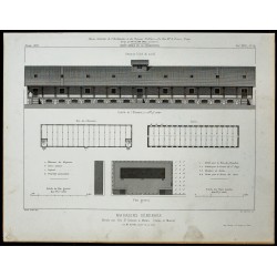 Gravure de 1865 - Entrepôt sur l'île Saint-Étienne de Melun - 1