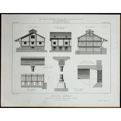 Gravure de 1865 - Entrepôt sur l'île Saint-Étienne de Melun - 1