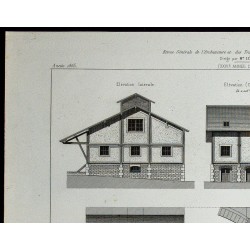 Gravure de 1865 - Entrepôt sur l'île Saint-Étienne de Melun - 2