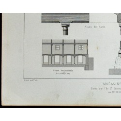 Gravure de 1865 - Entrepôt sur l'île Saint-Étienne de Melun - 4
