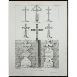 Gravure de 1865 - Croix de cimetières - 1