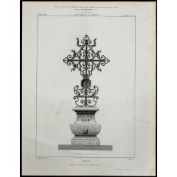 Gravure de 1865 - Croix dans le cimetière de Baden - 1