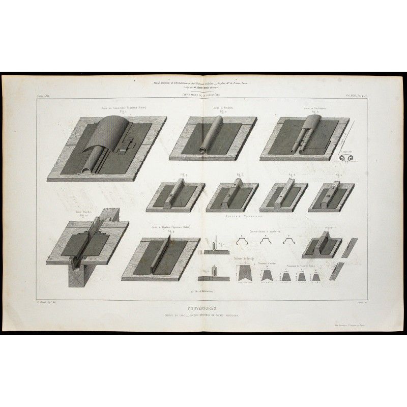 Gravure de 1865 - Couverture en zinc - 1
