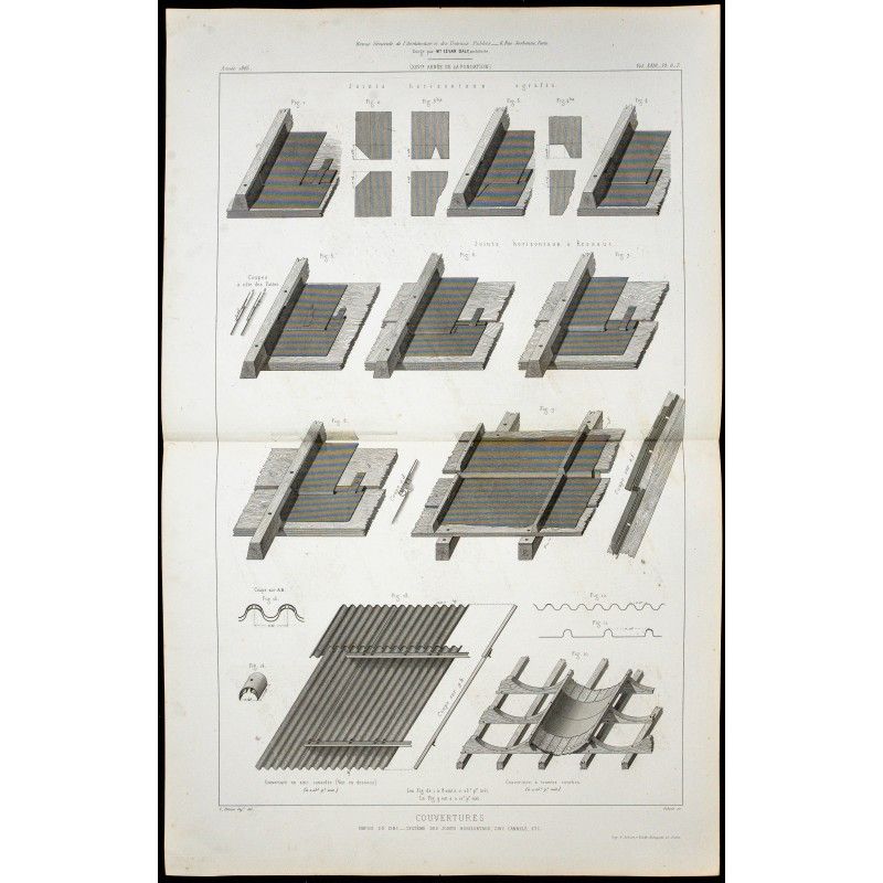 Gravure de 1865 - Couverture en zinc - 1