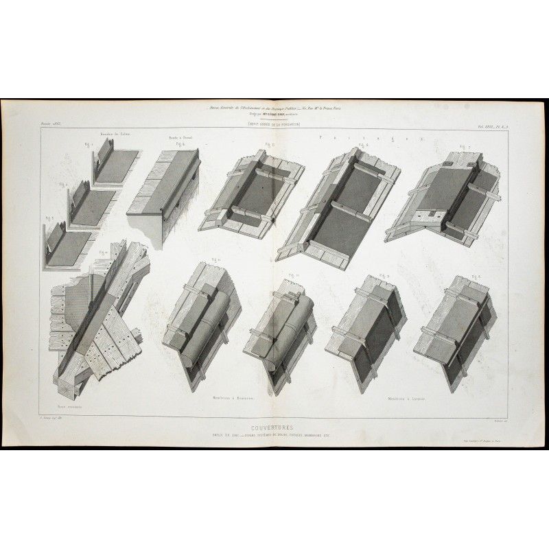Gravure de 1865 - Couverture en zinc - 1