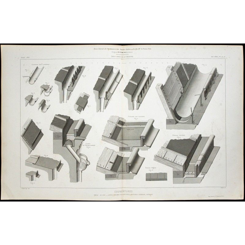 Gravure de 1865 - Couverture en zinc - 1