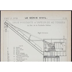Gravure de 1908 - Grue du port de la Rochelle-Pallice - 2