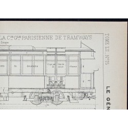 Gravure de 1908 - Plan d'un automotrice électrique - 3