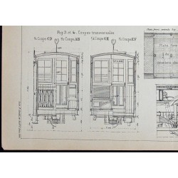 Gravure de 1908 - Plan d'un automotrice électrique - 4