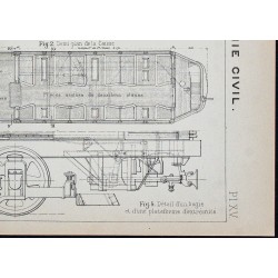 Gravure de 1908 - Plan d'un automotrice électrique - 5