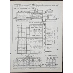 Gravure de 1927 - Usine de la Compagnie Parisienne de Distribution d'Électricité - 1