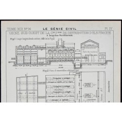 Gravure de 1927 - Usine de la Compagnie Parisienne de Distribution d'Électricité - 2