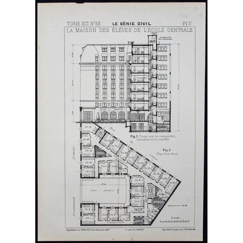 Gravure de 1927 - École centrale des arts et manufactures - 1