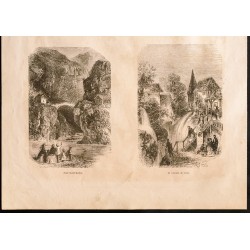 Gravure de 1860 - Charmettes & Pont St Martin & Cascade Grizy - 3