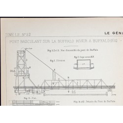 Gravure de 1908 - Ponts basculants à levage vertical - 2