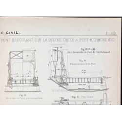 Gravure de 1908 - Ponts basculants à levage vertical - 3