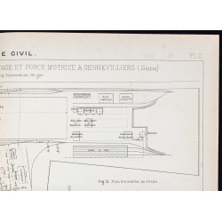 Gravure de 1907 - Usine à gaz de la Société d'Éclairage EFCM - 3