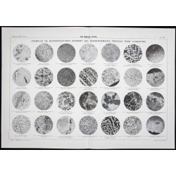 Gravure de 1920 - Vues au microscope de minéraux - 1