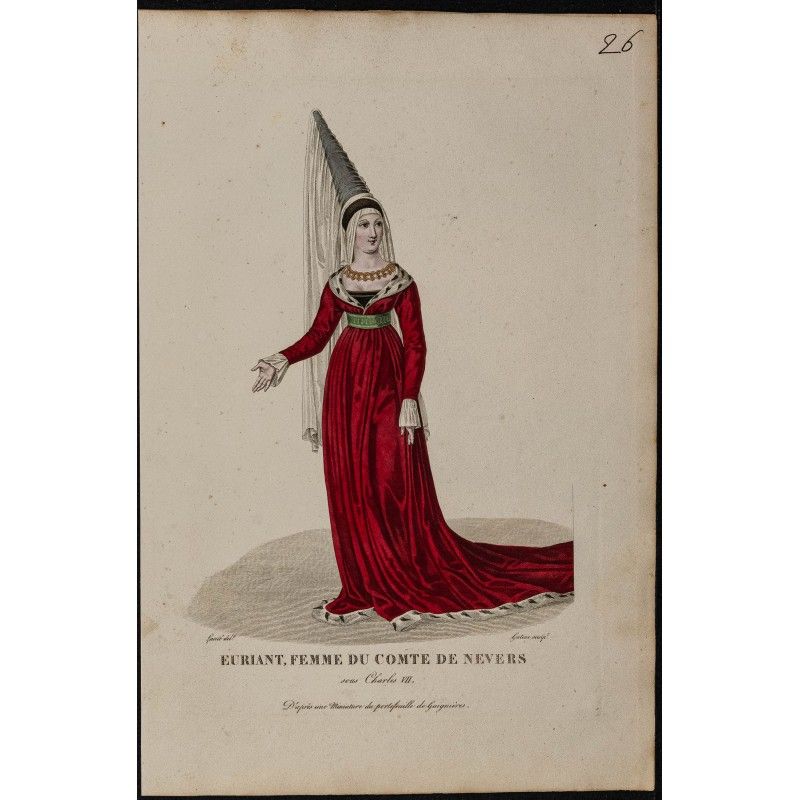 Gravure de 1826 - Euriant femme du comte de Nevers - 1